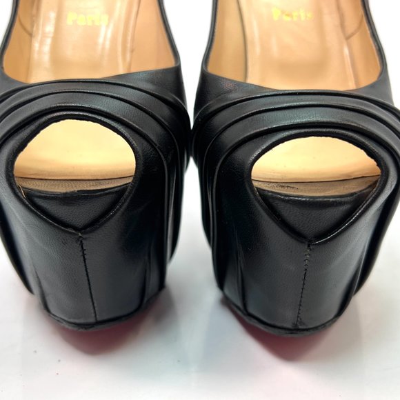 Christian Louboutin Drapesse 160 Black Leather Heels 40.5 - Picture 2 of 11